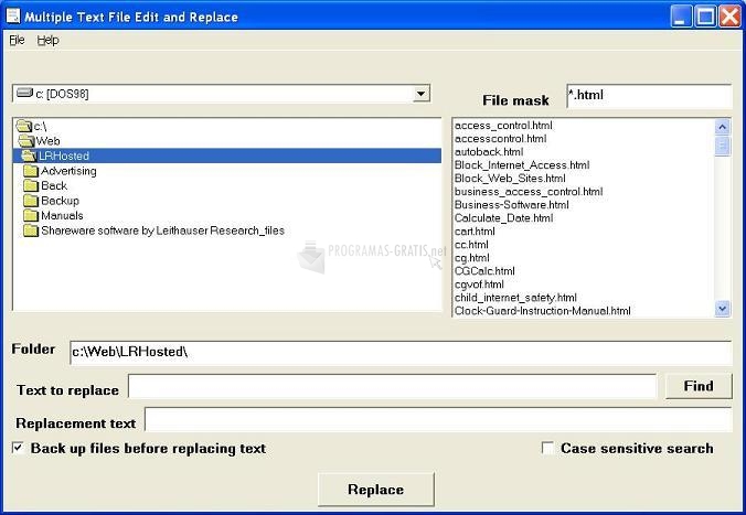 Pantallazo Multiple Text File Edit and Replace