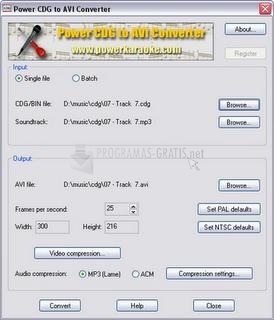 Pantallazo Power CD+G to AVI Converter