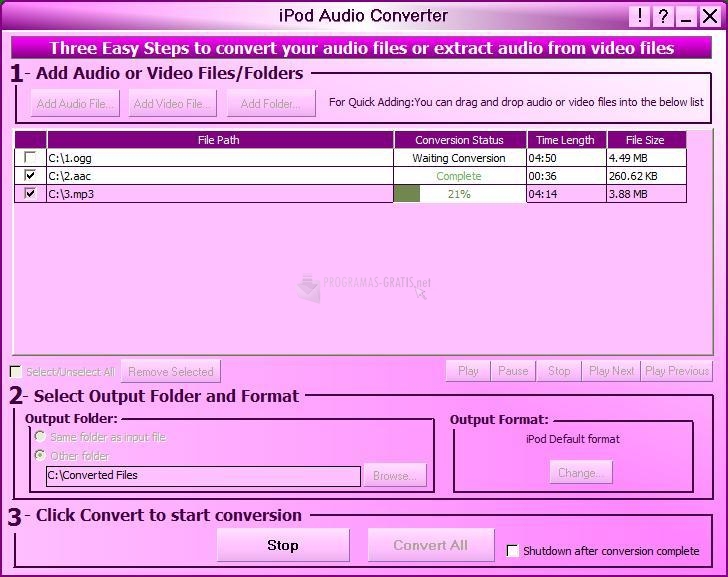 Pantallazo iPod Audio Converter