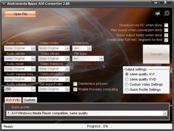 Pantallazo Andromeda Hyper AVI Converter
