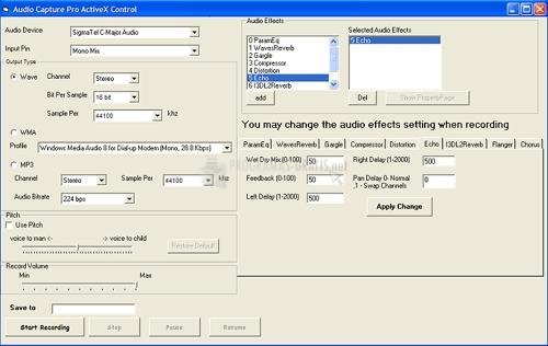 Pantallazo Audio Capture Pro SDK ActiveX