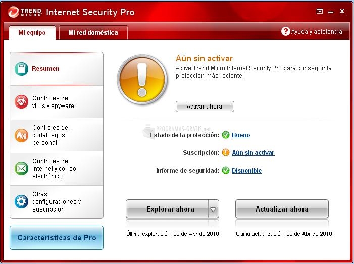 Pantallazo Trend Micro Internet Security Pro