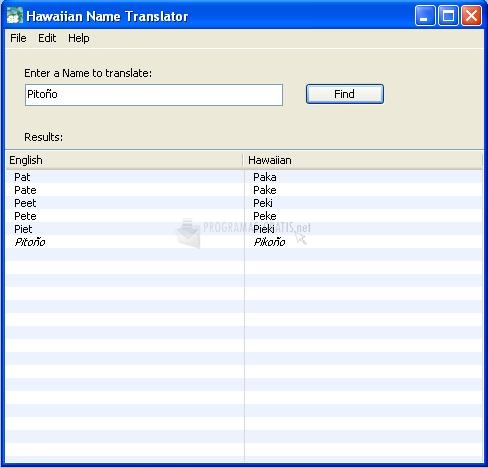 Pantallazo Hawaiian Name Translator