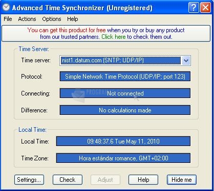Pantallazo Advanced Time Synchronizer