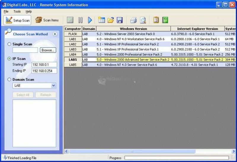 Pantallazo Remote System Information