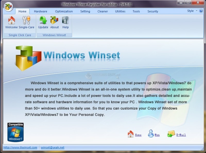 Pantallazo Windows WinSet