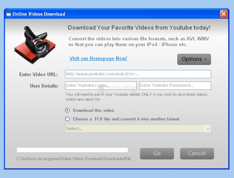 Pantallazo Online Videos Downloader