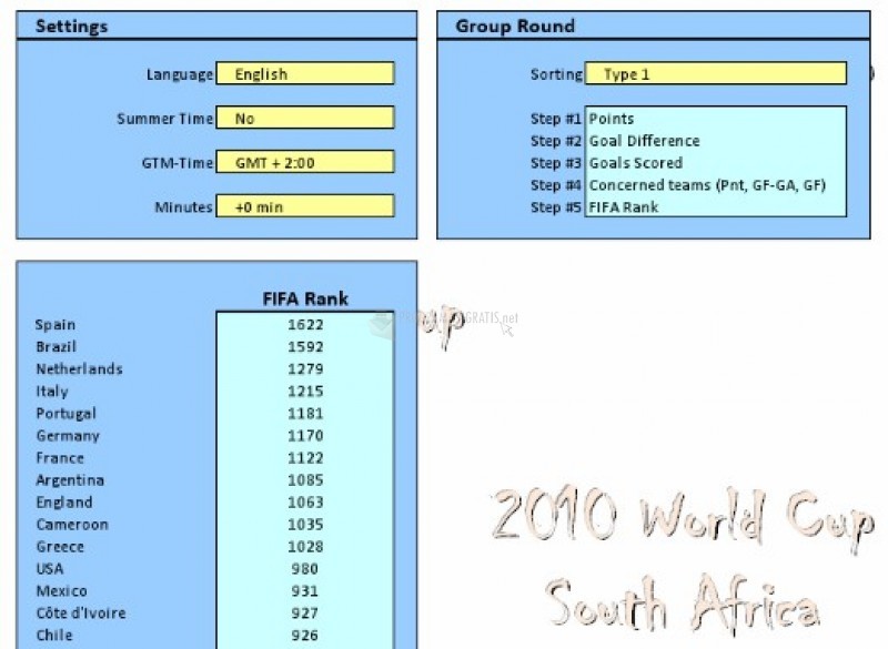 Pantallazo World Cup 2010 Schedule