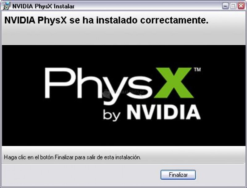 Pantallazo Nvidia PhysX System Software