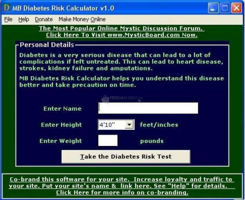 Pantallazo MB Diabetes Risk Calculator