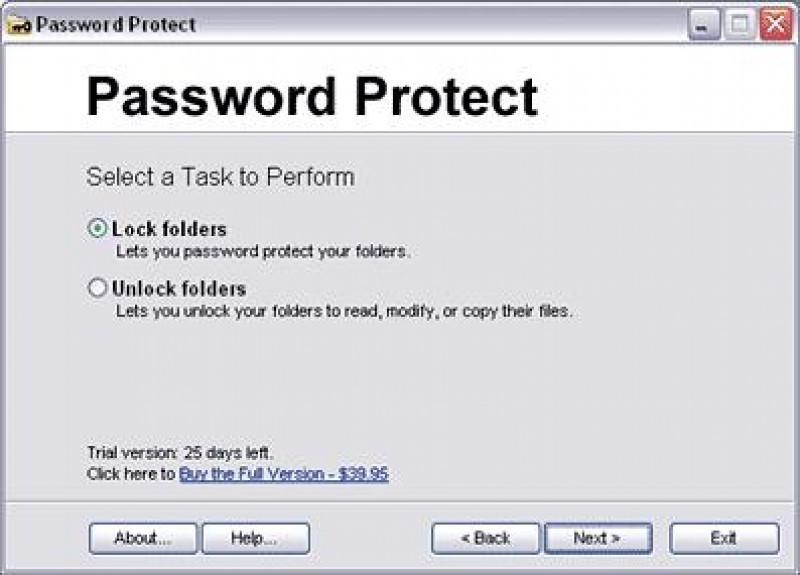 Pantallazo Password Protect Folders