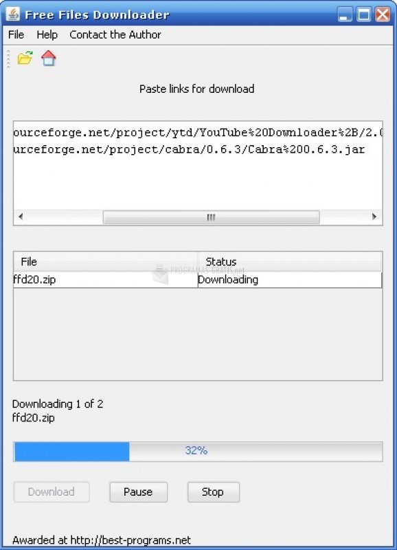 Pantallazo Free Files Downloader