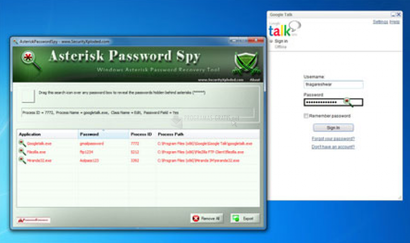 Pantallazo Asterisk Password Spy
