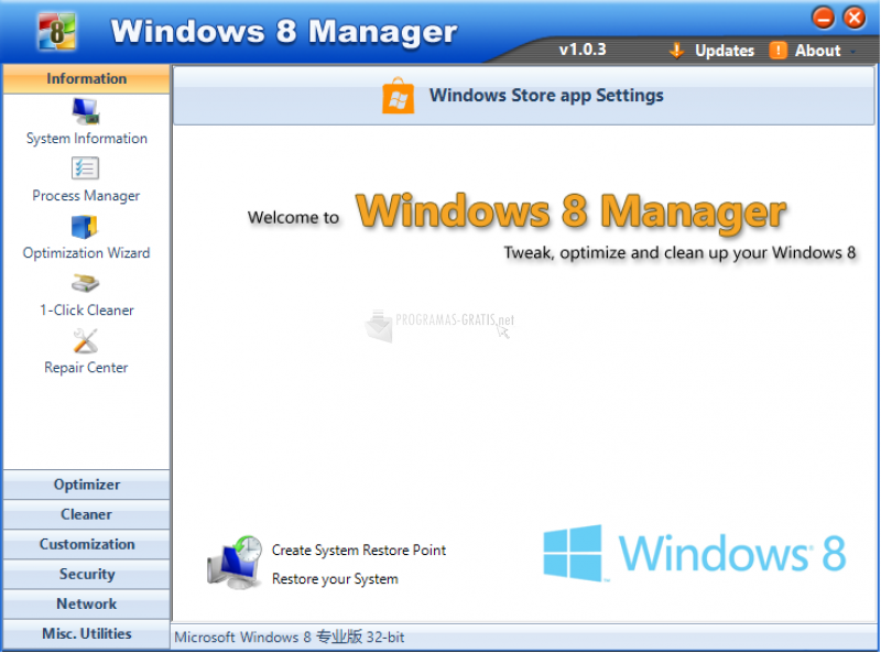 Pantallazo Windows 8 Manager