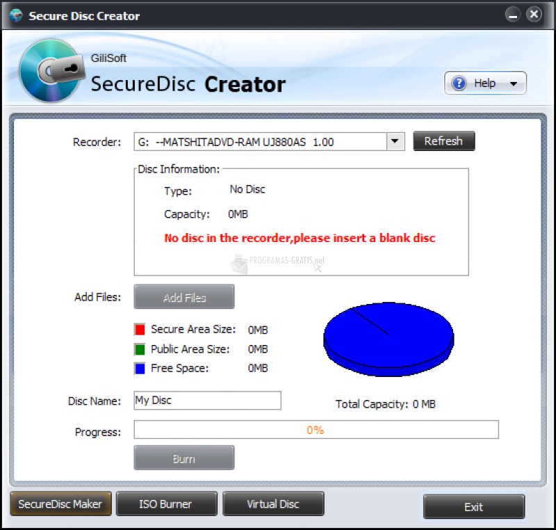 Pantallazo GiliSoft Secure Disc Creator