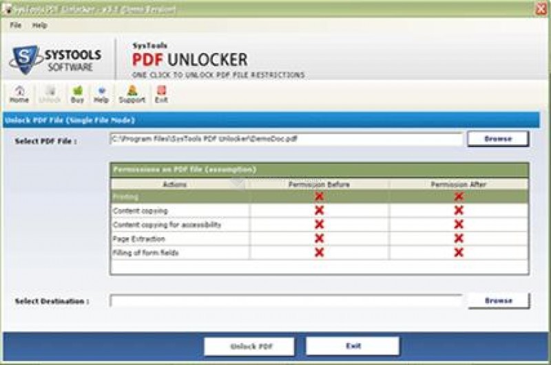 Pantallazo SysTools PDF Unlocker