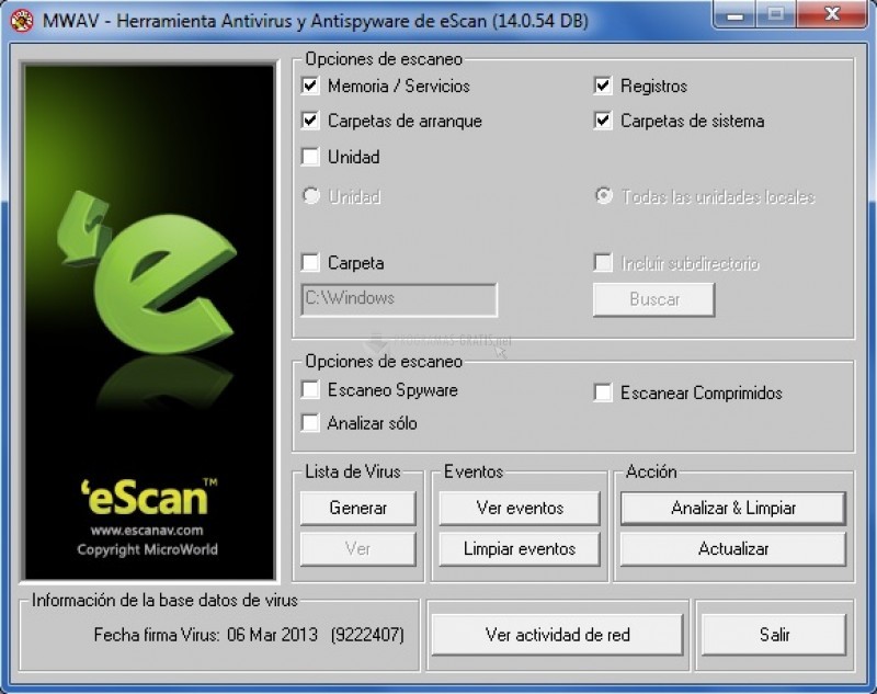 Pantallazo eScan Antivirus Toolkit