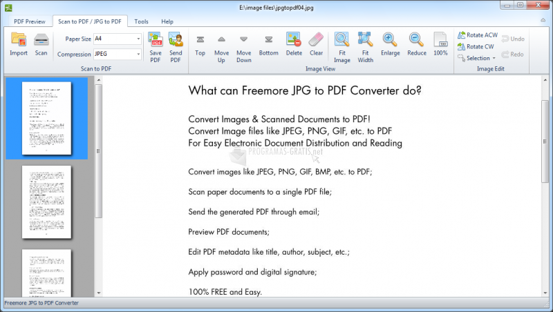 Pantallazo Freemore JPG to PDF Converter