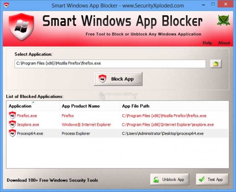 Pantallazo Smart Windows App Blocker
