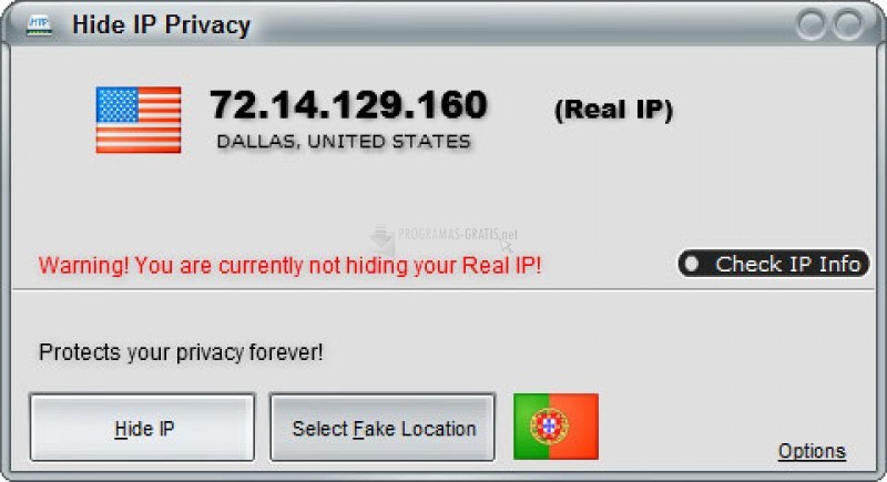 Pantallazo Hide IP Privacy