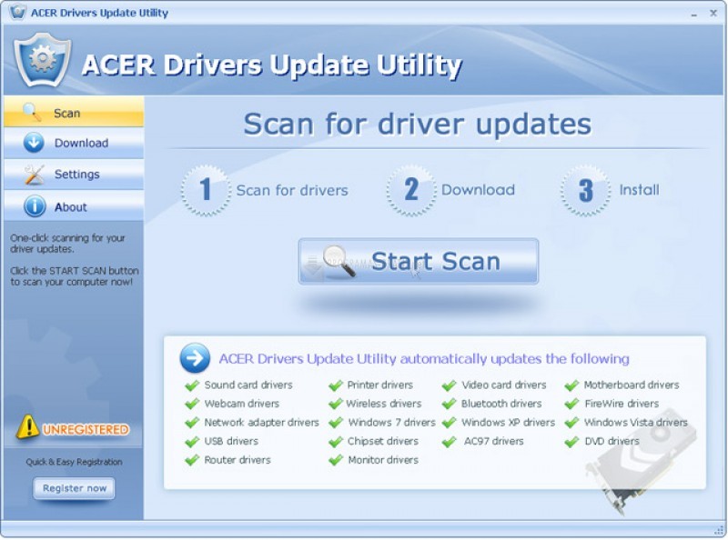Pantallazo Acer Drivers Update Utility