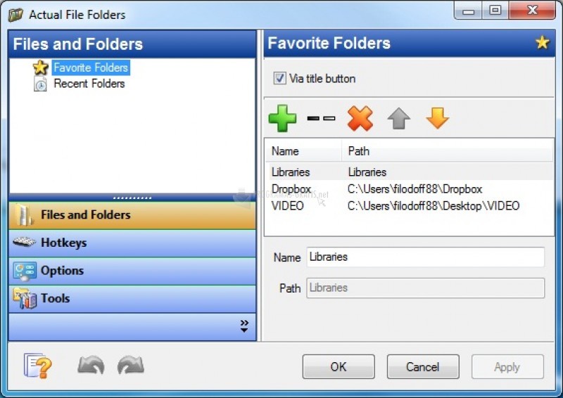 Pantallazo Actual File Folders