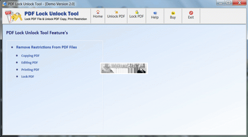 Pantallazo PDF Lock Unlock Tool