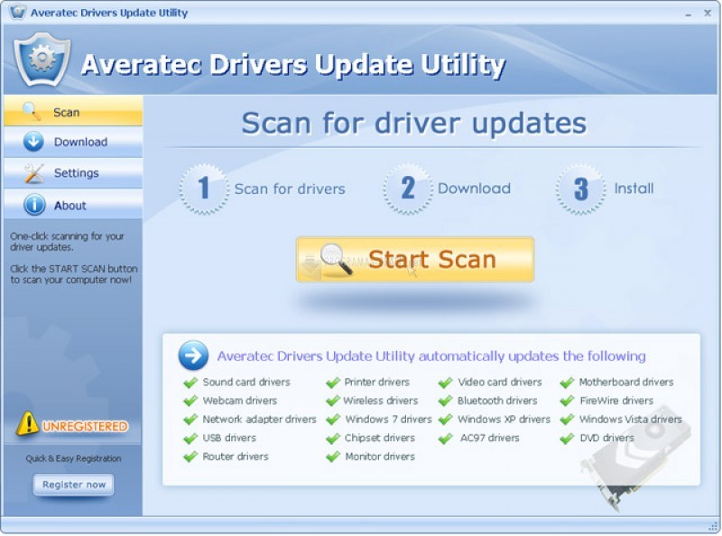 Pantallazo Averatec Drivers Update Utility