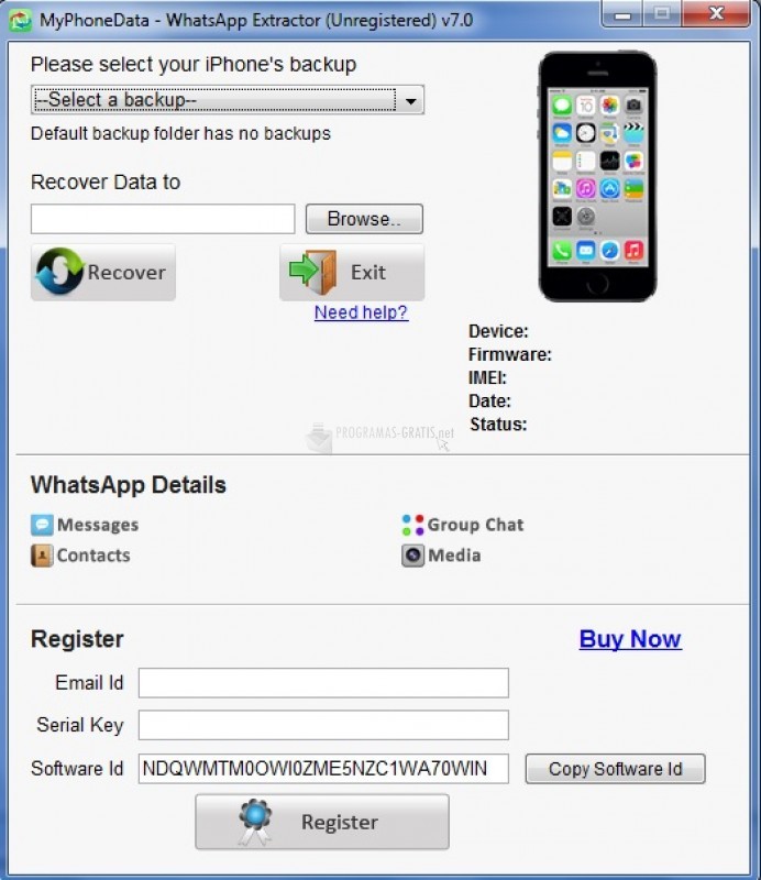 Pantallazo WhatsApp Extractor for iPhone