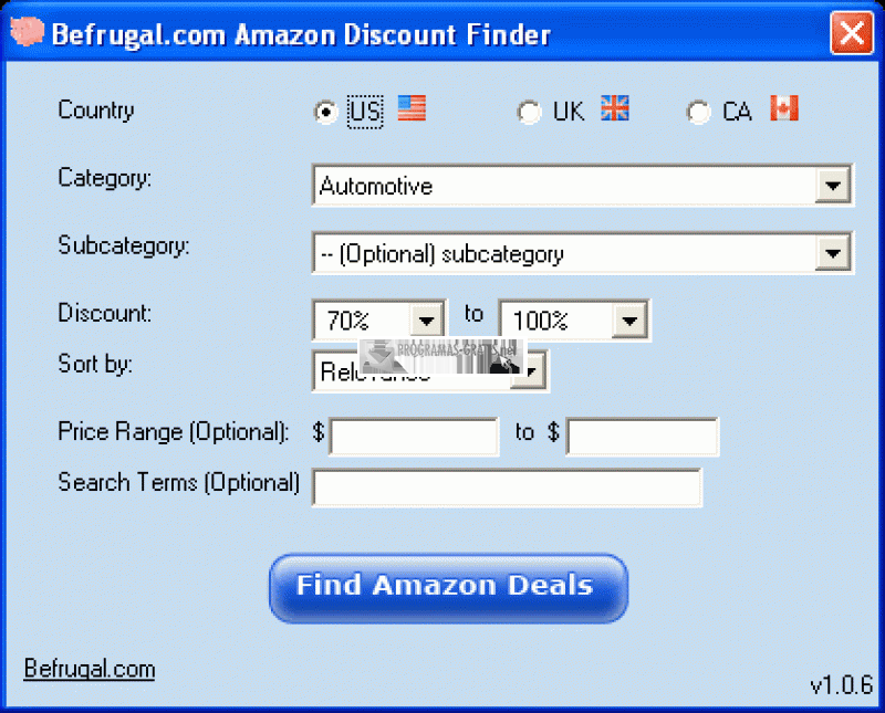 Pantallazo BeFrugal Amazon Discount Finder