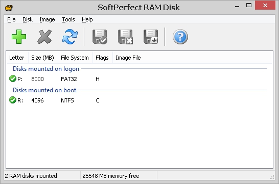 Pantallazo SoftPerfect Ram Disk