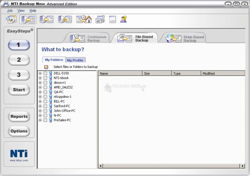Pantallazo NTI Backup Now