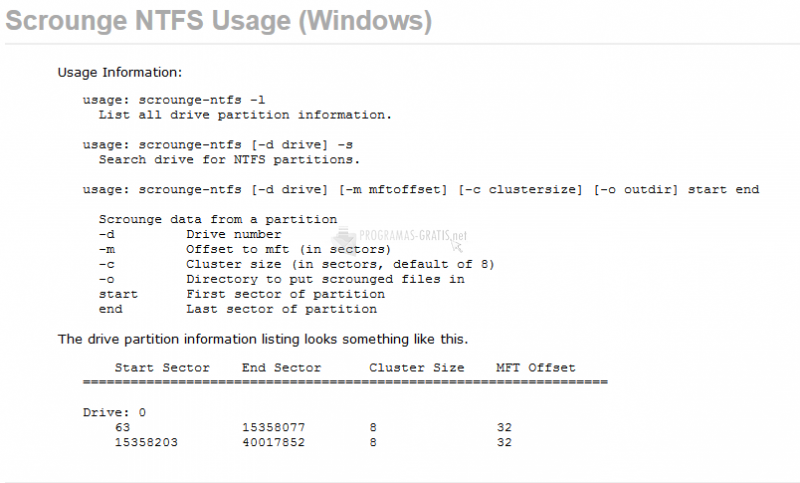 Pantallazo Scrounge NTFS