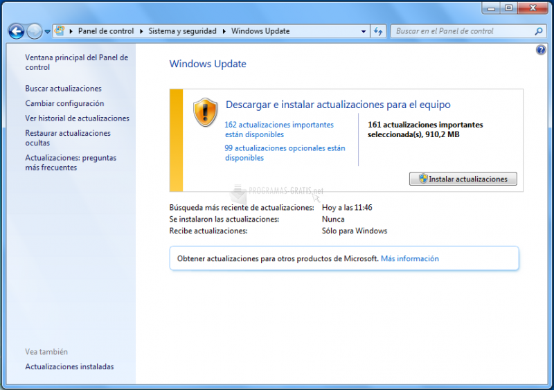 Pantallazo Windows Update Agent