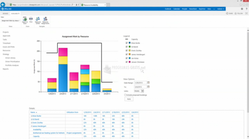 Pantallazo Microsoft Project