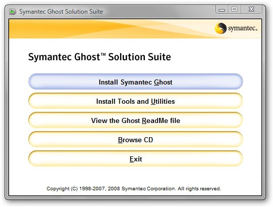 Pantallazo Symatec Ghost Solution Suite