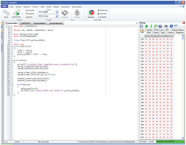 Pantallazo CCS C Compiler