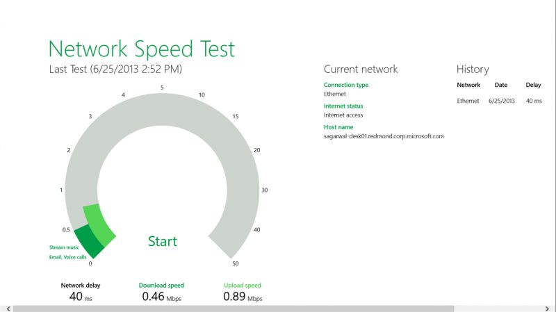 Pantallazo Network Speed Test