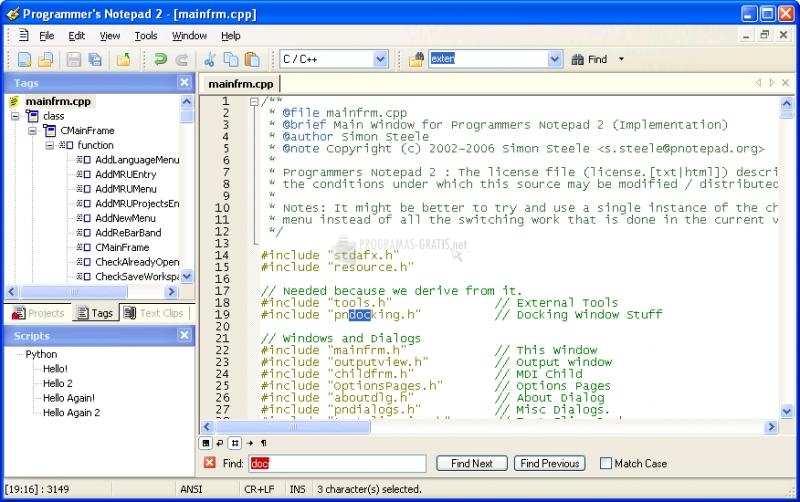 Screenshot Programmers Notepad
