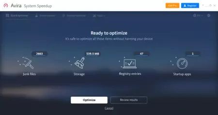 Pantallazo Avira Free Optimizer