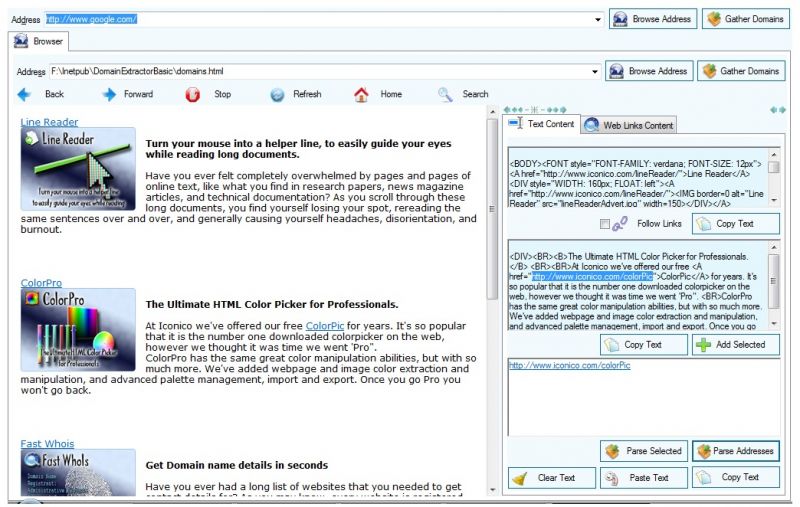 Pantallazo Domain Extractor Basic