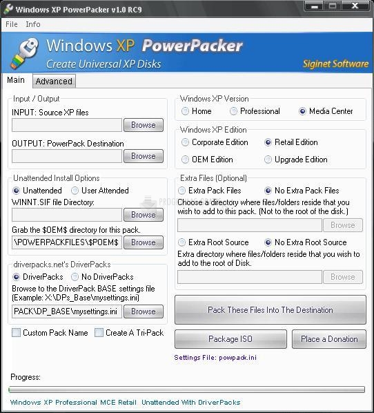 Pantallazo Windows XP Power Packer