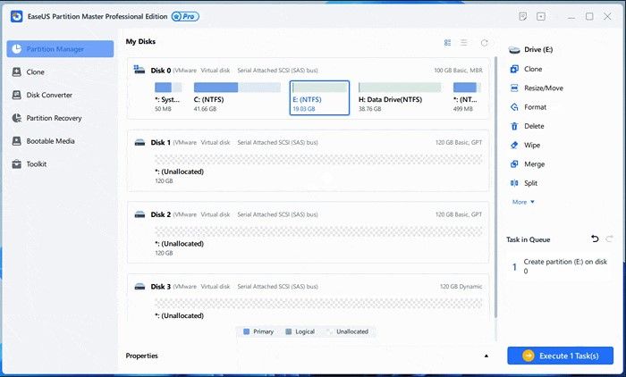 Pantallazo EaseUS Partition Manager Pro