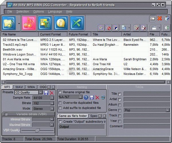 Pantallazo Alt WAV MP3 WMA OGG Converter