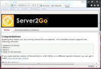 Pantallazo Server2Go