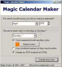 Pantallazo Magic Calendar Maker