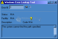 Pantallazo Windows Error Lookup Tool