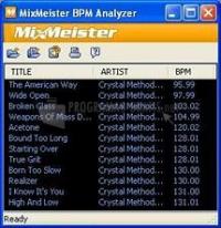 Pantallazo MixMeister BPM Analyzer