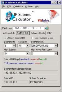 Pantallazo IP Subnet Calculator
