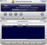 Pantalla Advanced Audio Recorder